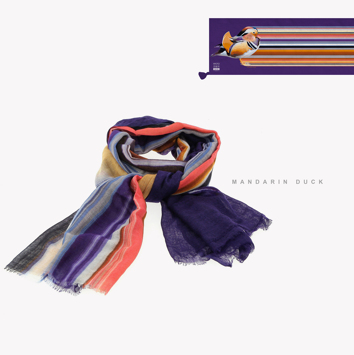 scarf Mia zia full color birds kyoto clothes inspire