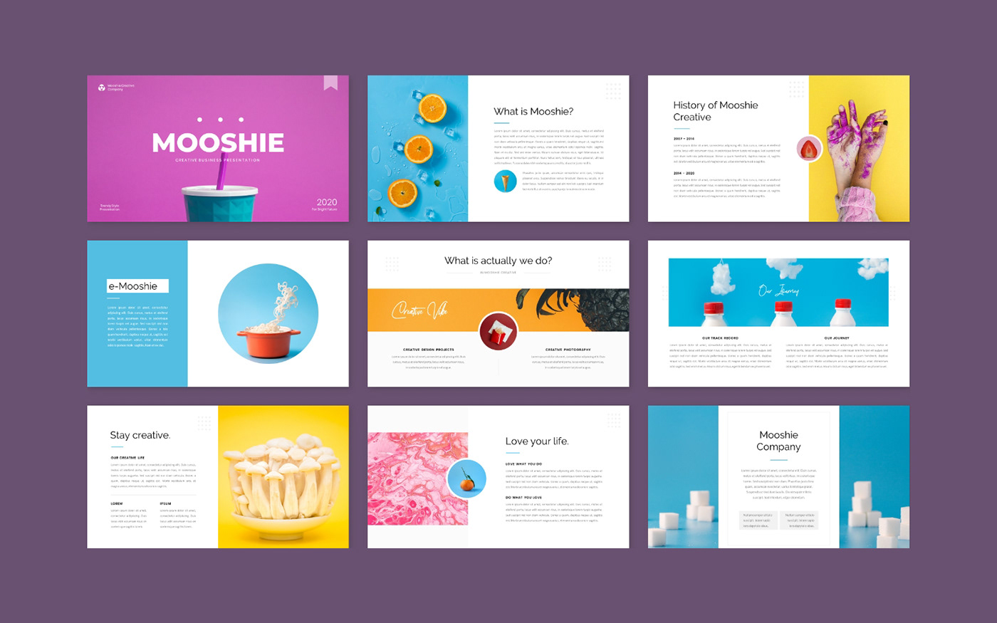 colorful company creative freebie google slide pitch deck Pop Art Powerpoint presentation studio
