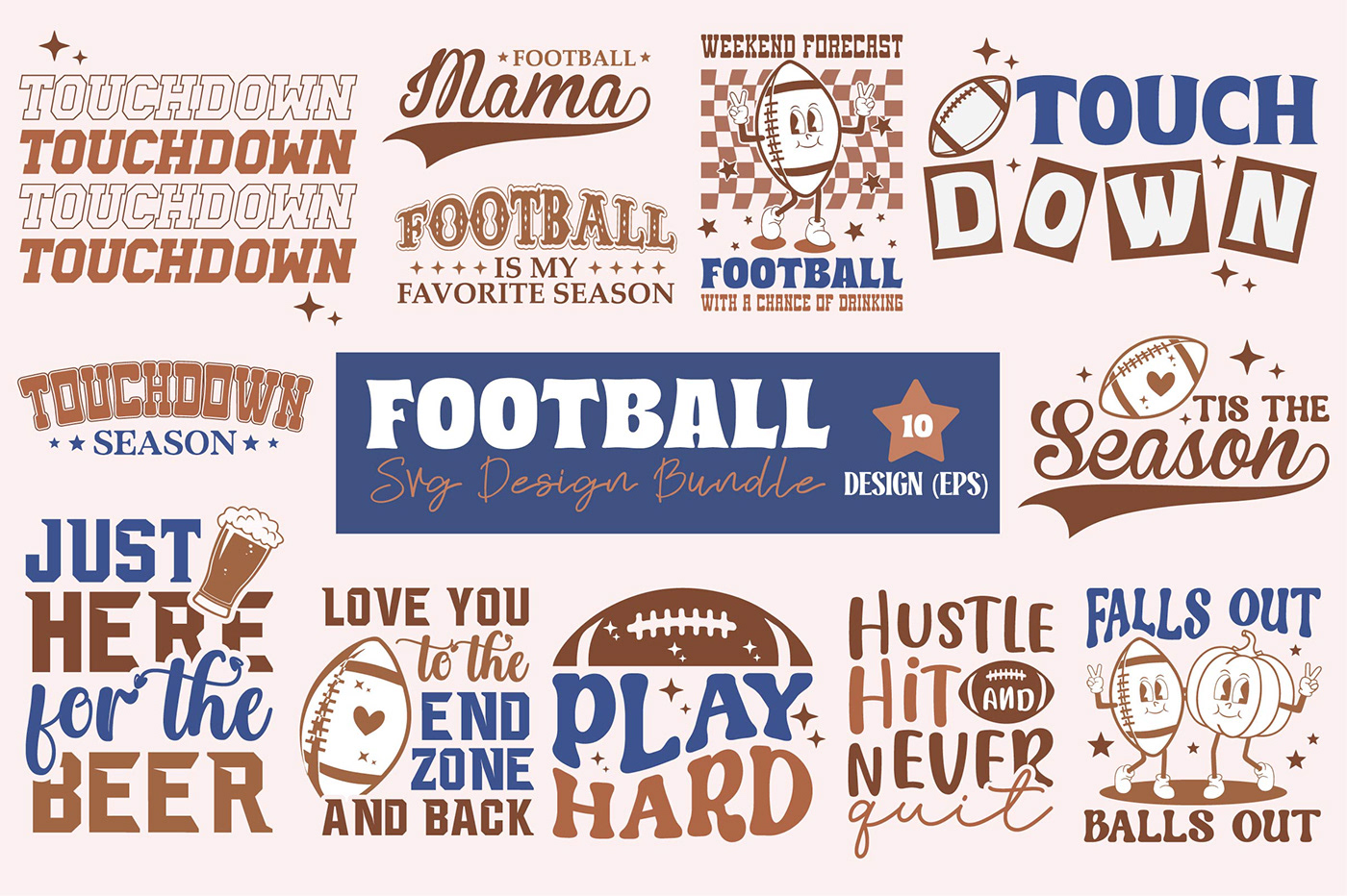 Touchdown Cuddles & Touchdowns Football Bundle Football Mama Football Png Bundle Football Svg Bundle Hustle Hit And Never Quit Play hard tis the season