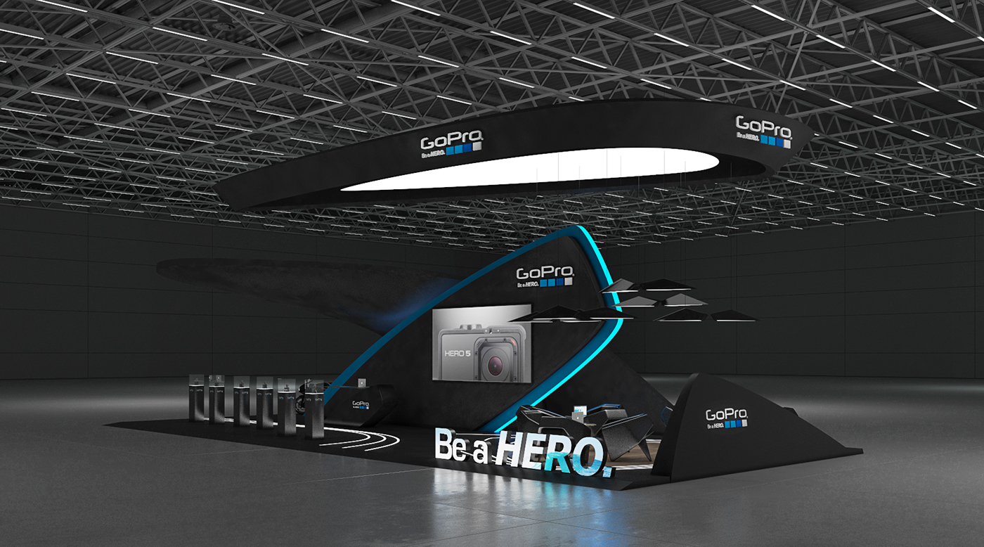 Exhibition  booth Exhibition Stands stand design Technology gopro extreme armchair Roman Geviuk gm stand design