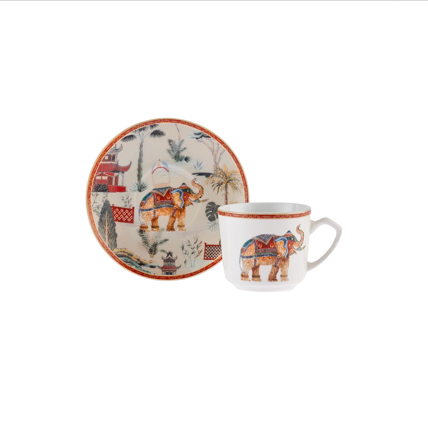 pattern coffeecup cup porcelain elephant Ethnic