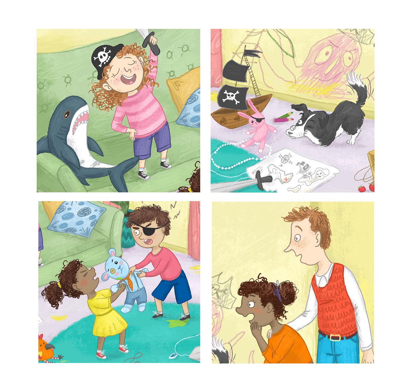 book children children illustration children's book Digital Art  dog family ILLUSTRATION  kid lit art Picture book