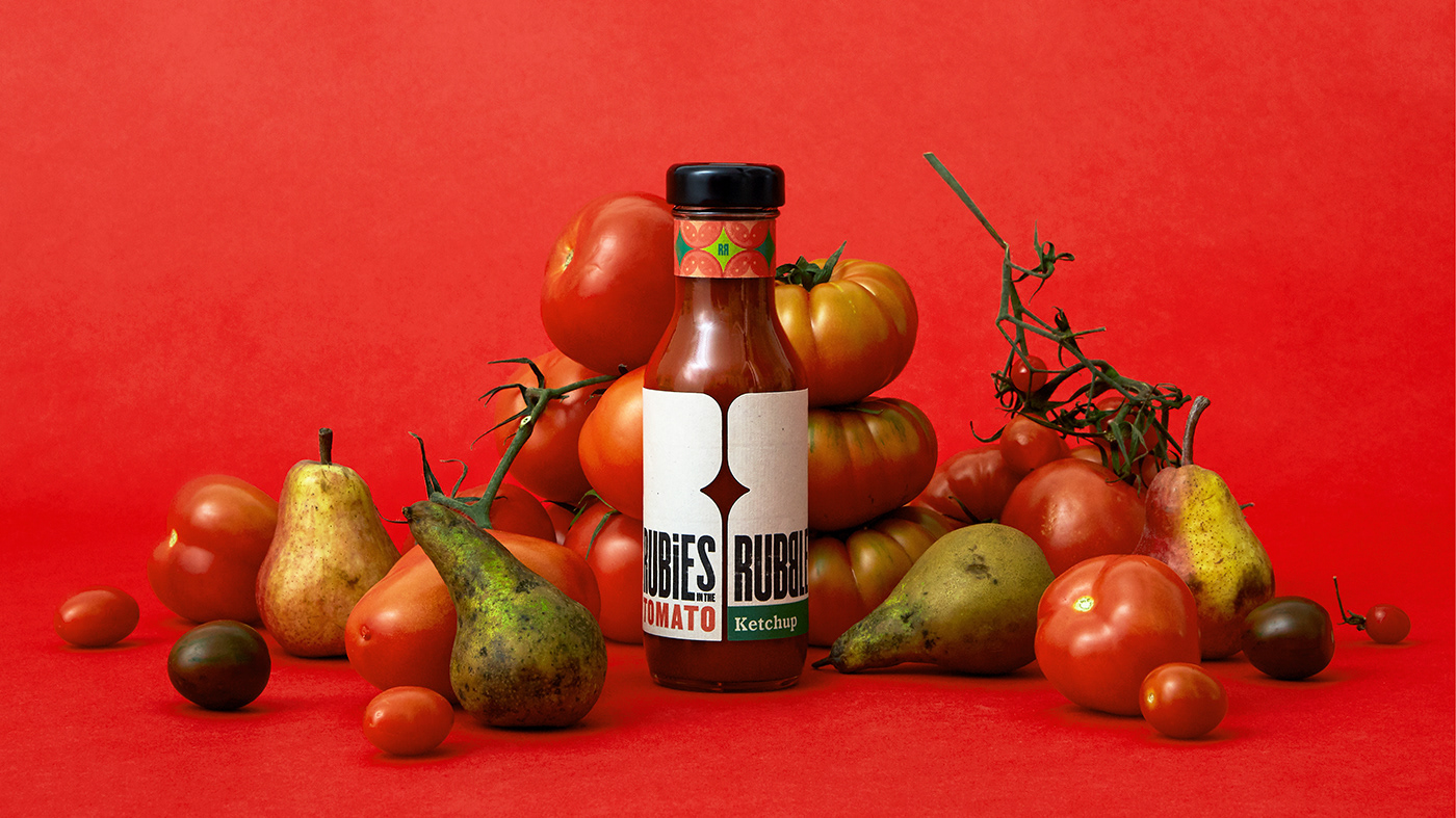 packaging design Tomato illustrations identity Sustainability condiments label design sustanable Rubies Relish