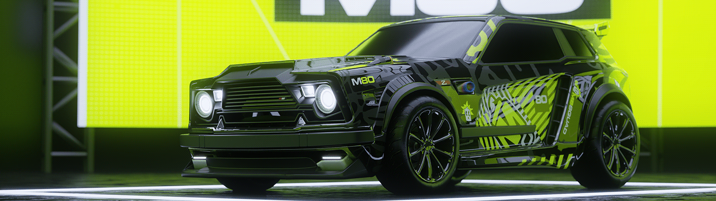 Rocket League Gaming esports Vehicle Wrap car wrap concept 3D blender photoshop Livery