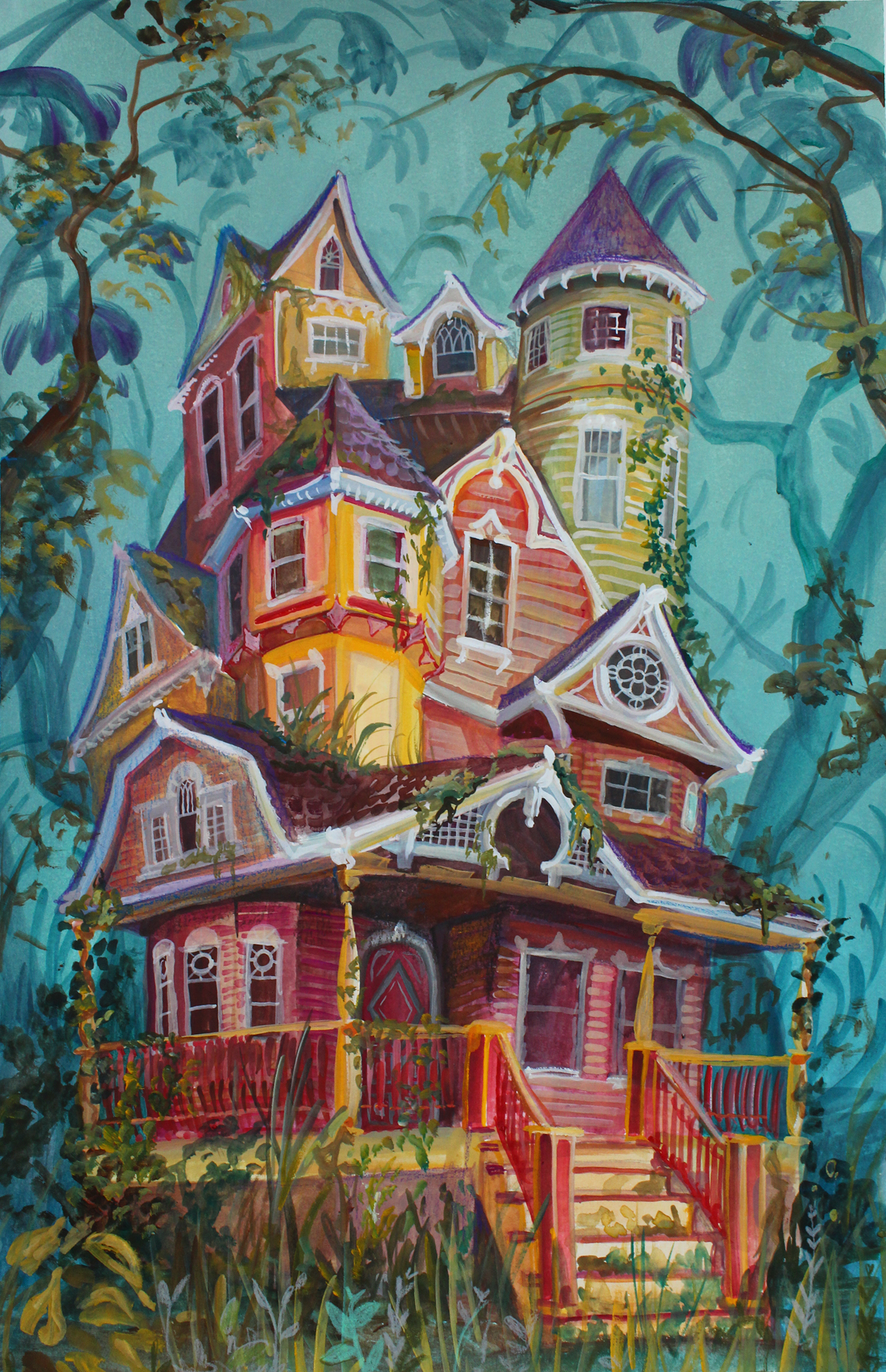 Environment design background design whimsical house architecture whimsy colorful Magical