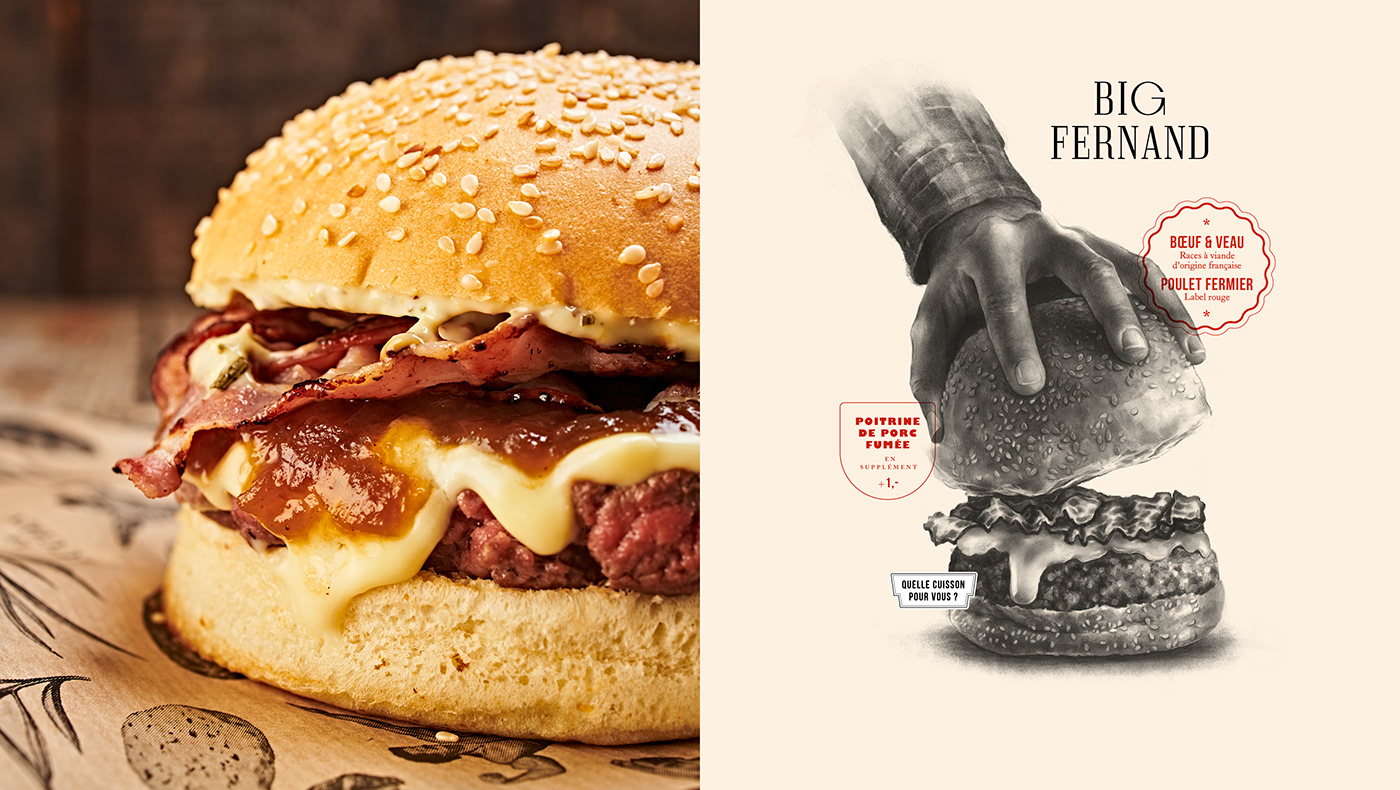 art direction  branding  editorial editorial design  Food  graphic design  hamburger ILLUSTRATION  menu restaurant