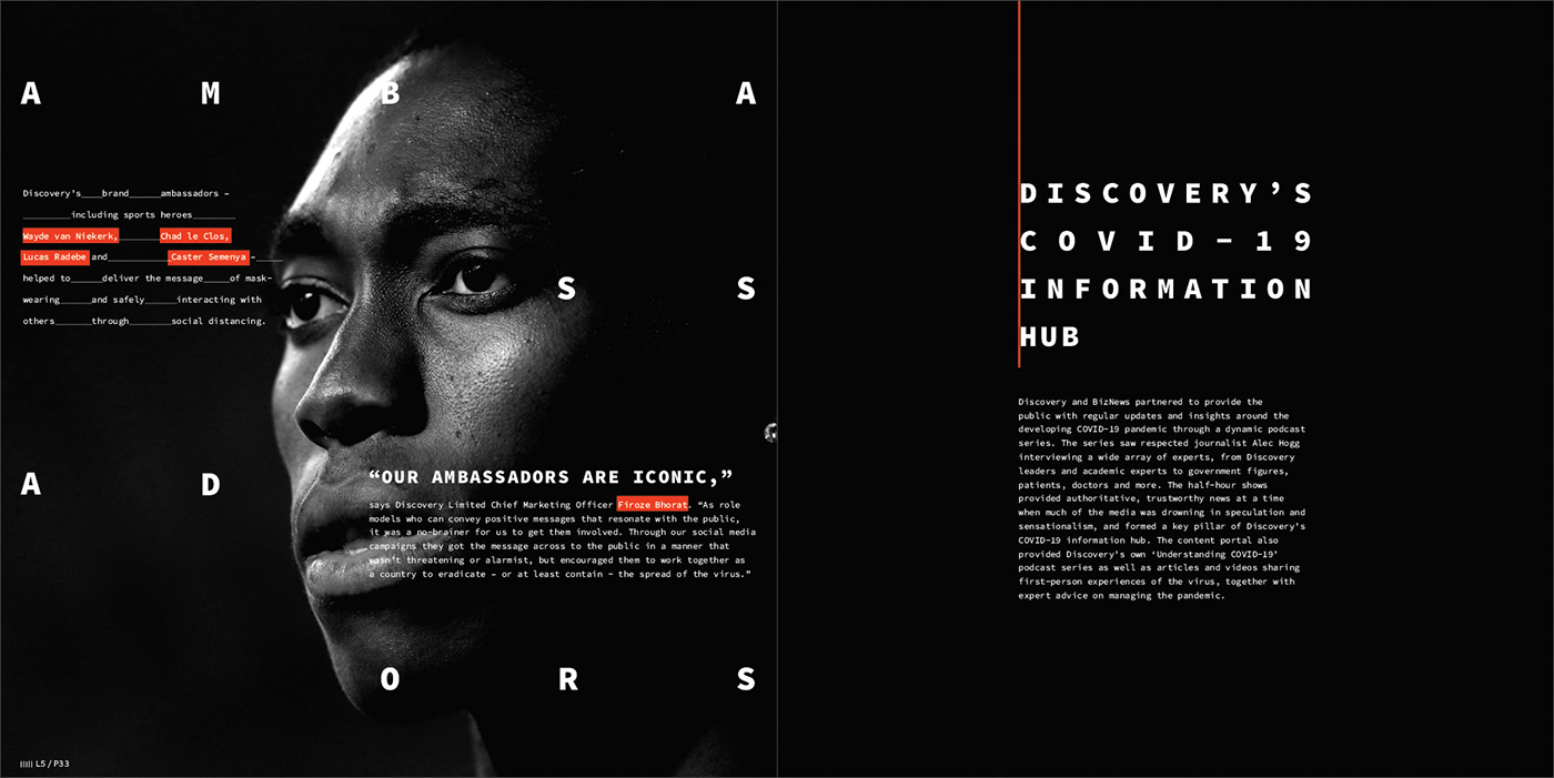 book design COVid Discovery Ltd Layout Design page layout pandemic print Roering Creative Kin RCK south africa typography  