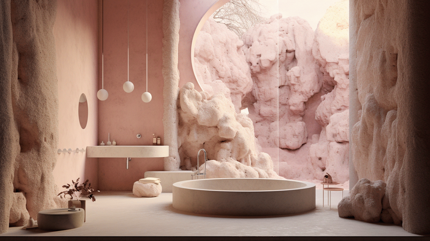 bathroom bathroom design bathroom interior interior design  design pink archviz metaverse Digital Art  ai