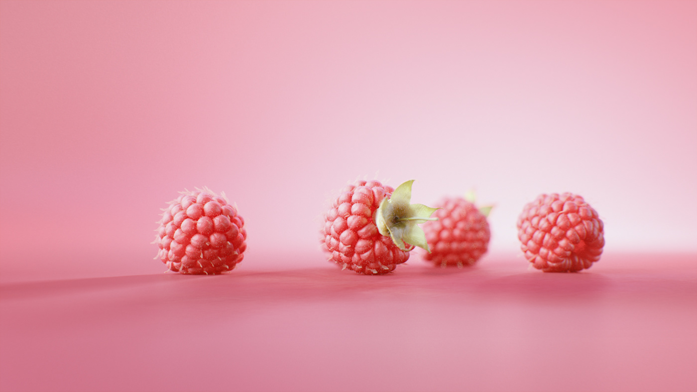 fruits CGI 3D banana grape Pear raspberry melon houdini redshift