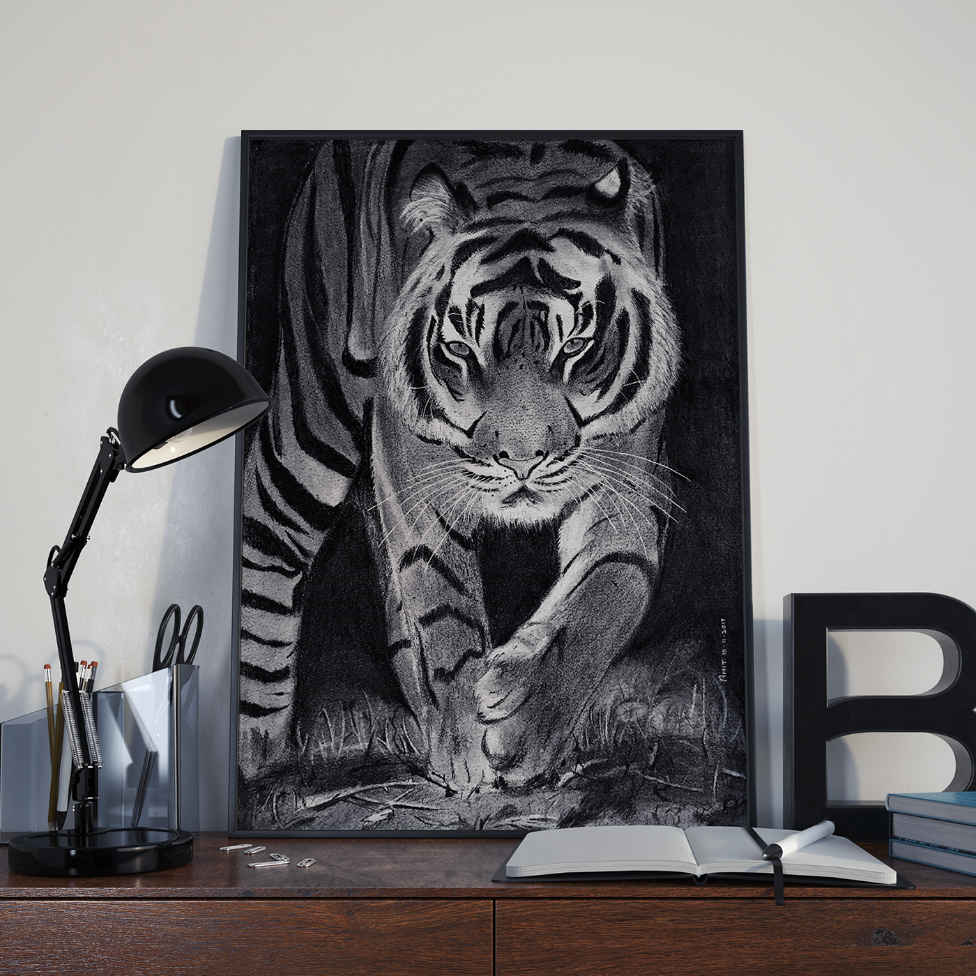 born to be wild tiger roar sketch fine art