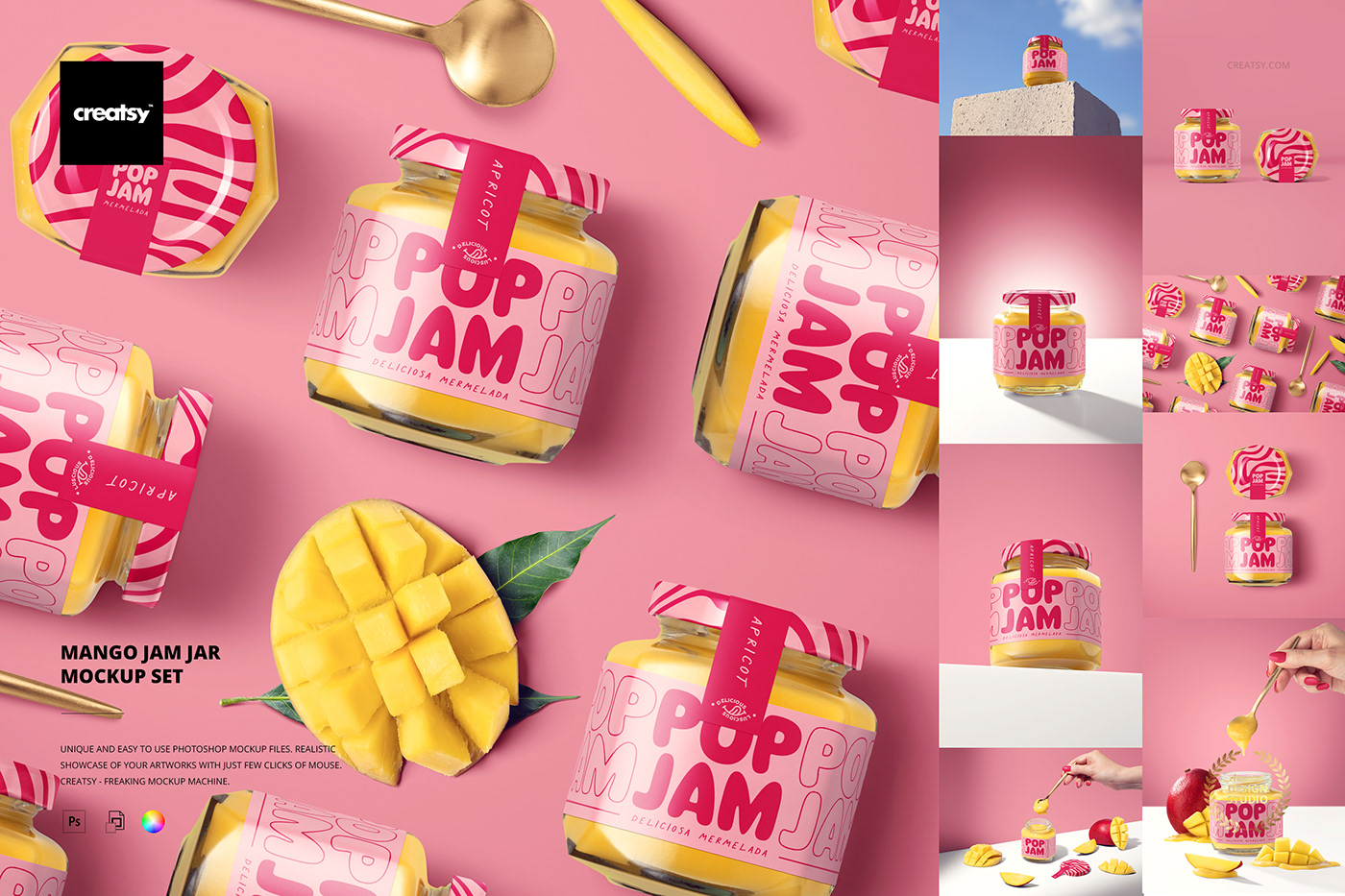 mock-up Mockup mockups template Packaging Food  Label labels hexagonal creatsy
