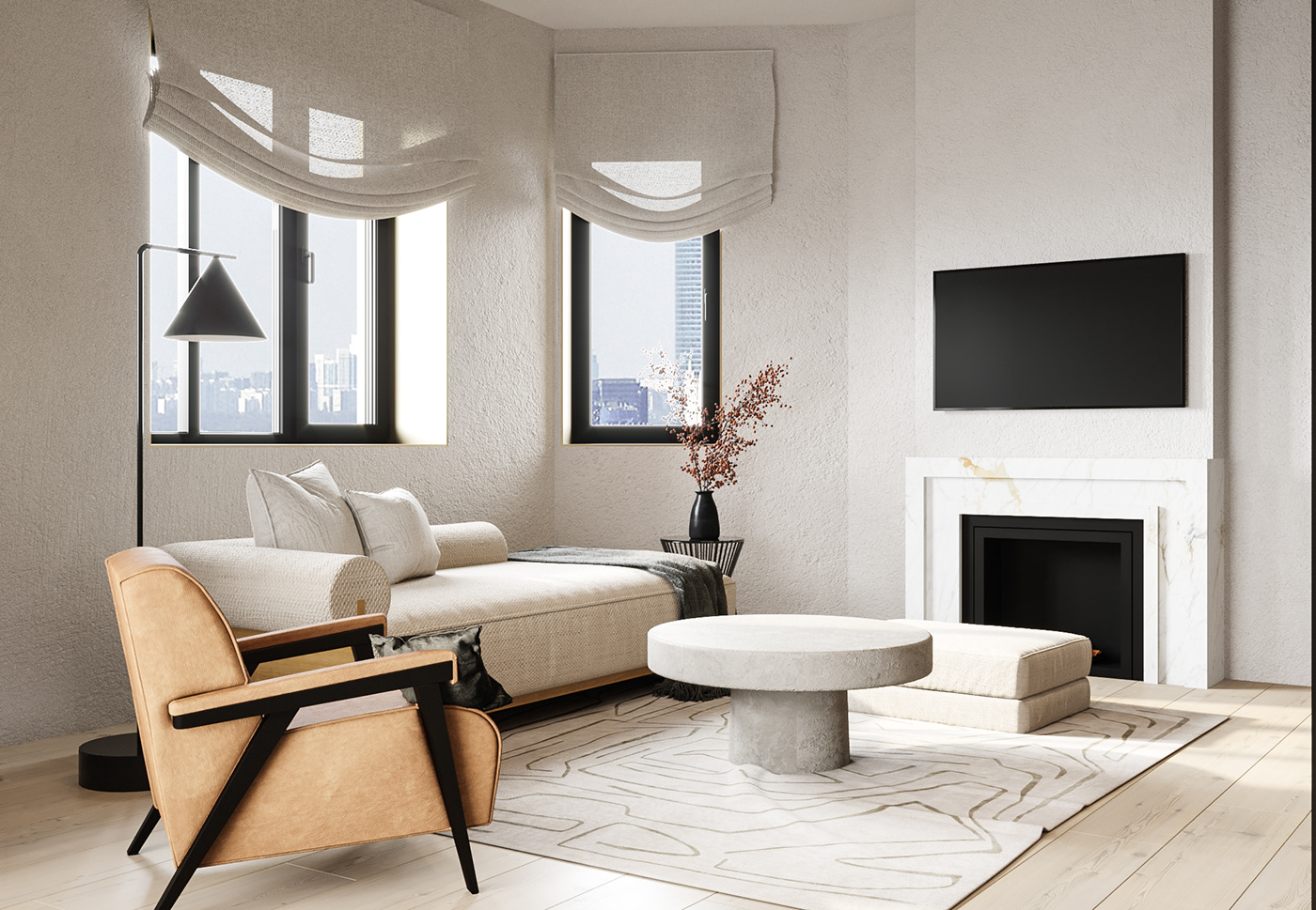 contemporary designer Interior interior design  interior project Minimalism moscow apartmeent small apartment visualization wabi-sabi