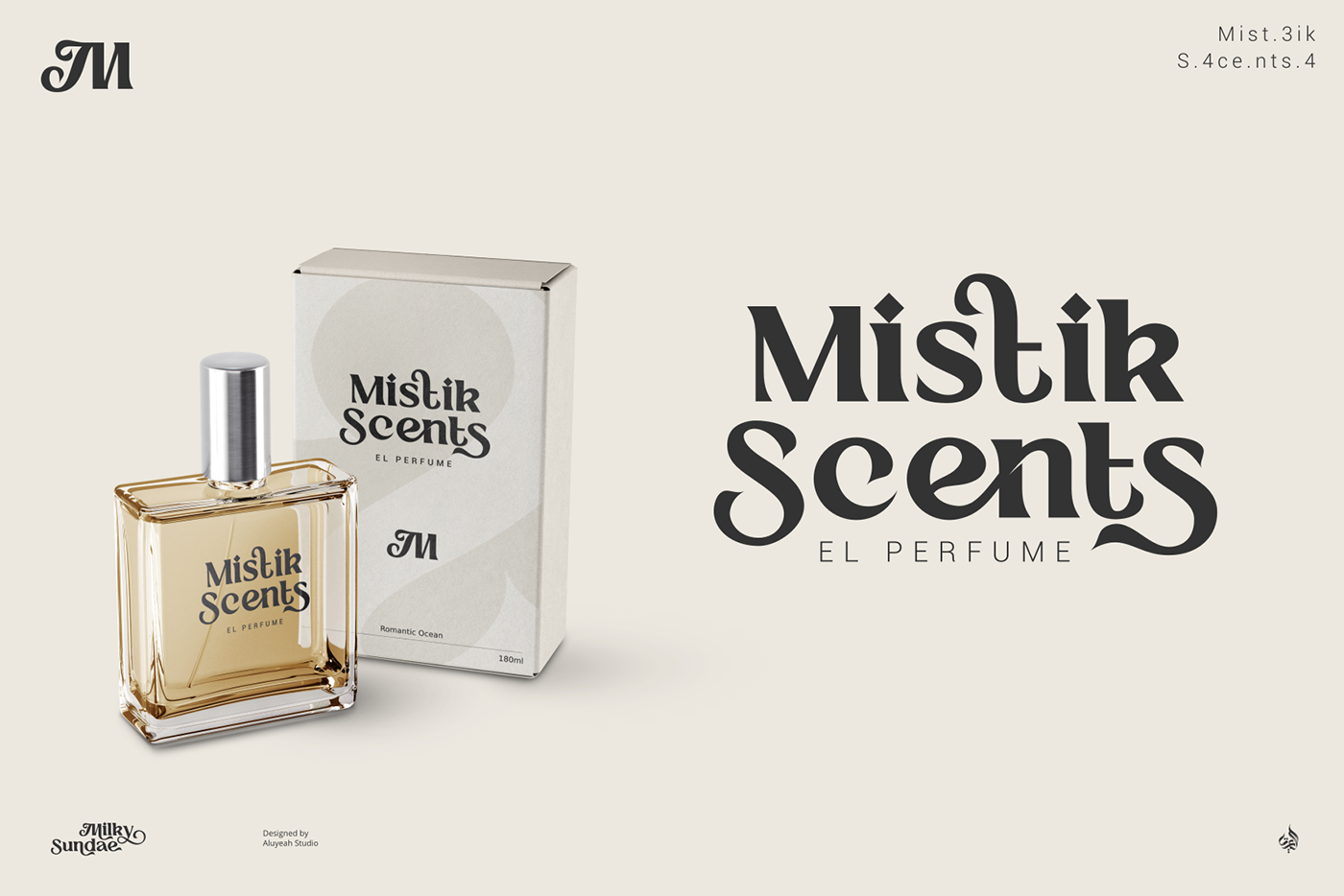 Milky Sundae Display Font on perfume packaging brand identity
