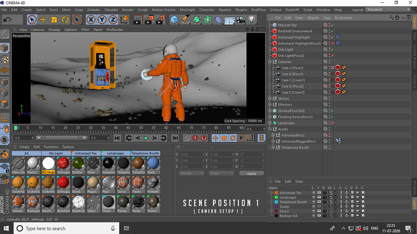 astronaut cinema 4d cinematic dramatic Scifi 3D CGI Space  vfx redshift