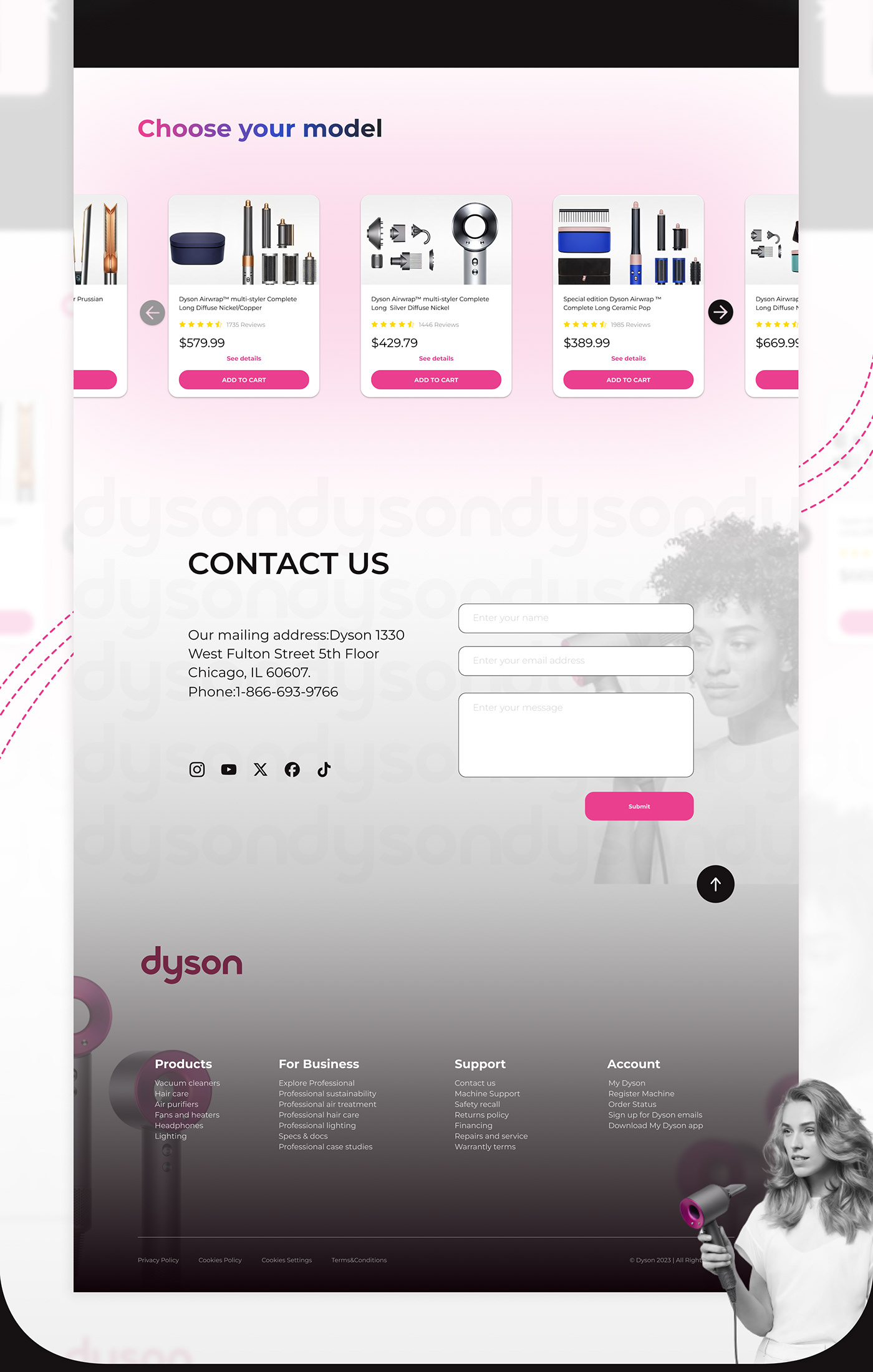 UI/UX ui design Website redesign Dyson uxui Webdesign onepage Responsive portfolio