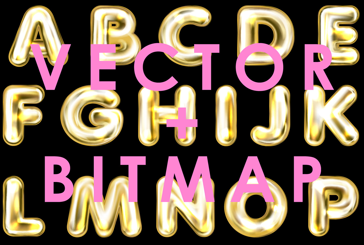 gold golden gradient mesh type font vector