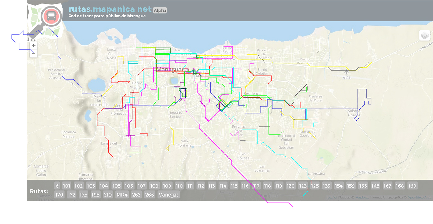 map design rutas Managua ciudad Sandino mapa