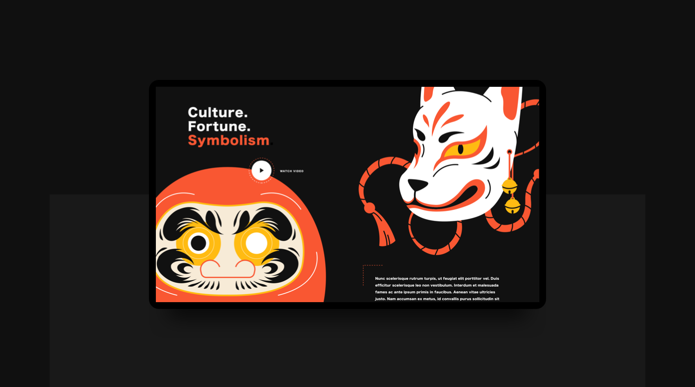 ILLUSTRATION  vector UI maneki neko Cat daruma kitsune FOX japan symbols