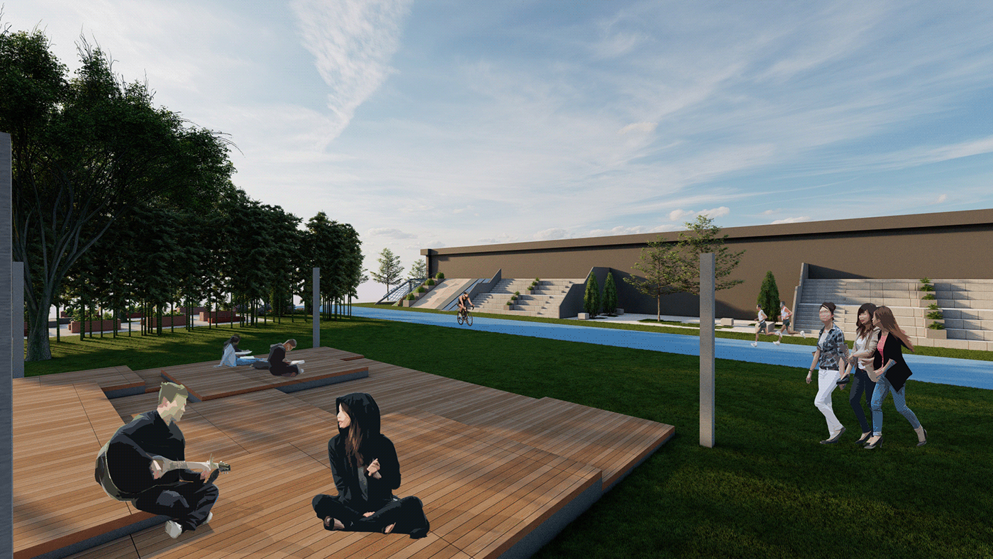 architecture Landscape Outdoor Render school visualization yard