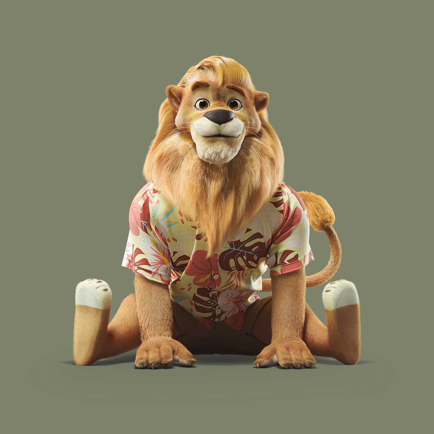 lion leão mascote 3d 3D Mascot Character design  3D Personagem 3D animal Poses Golden Lion