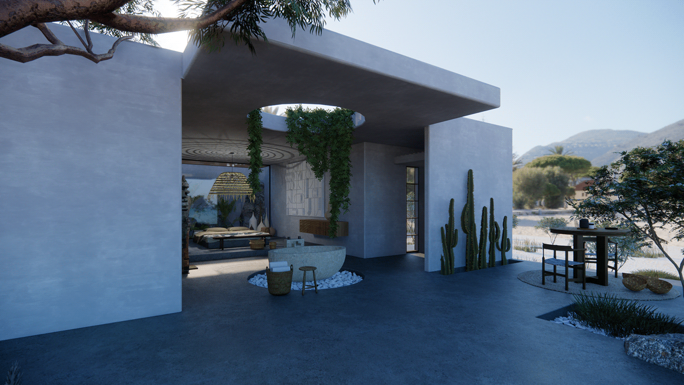 3D architecture CGI exterior interior design  Render sea Villa visualization