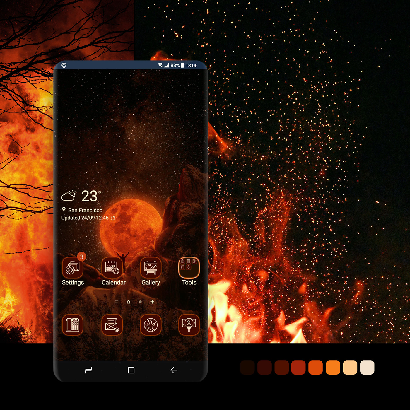bloody moon mobile theme mountains red moon samsung galaxy smartphone Space  starry night starry sky supermoon