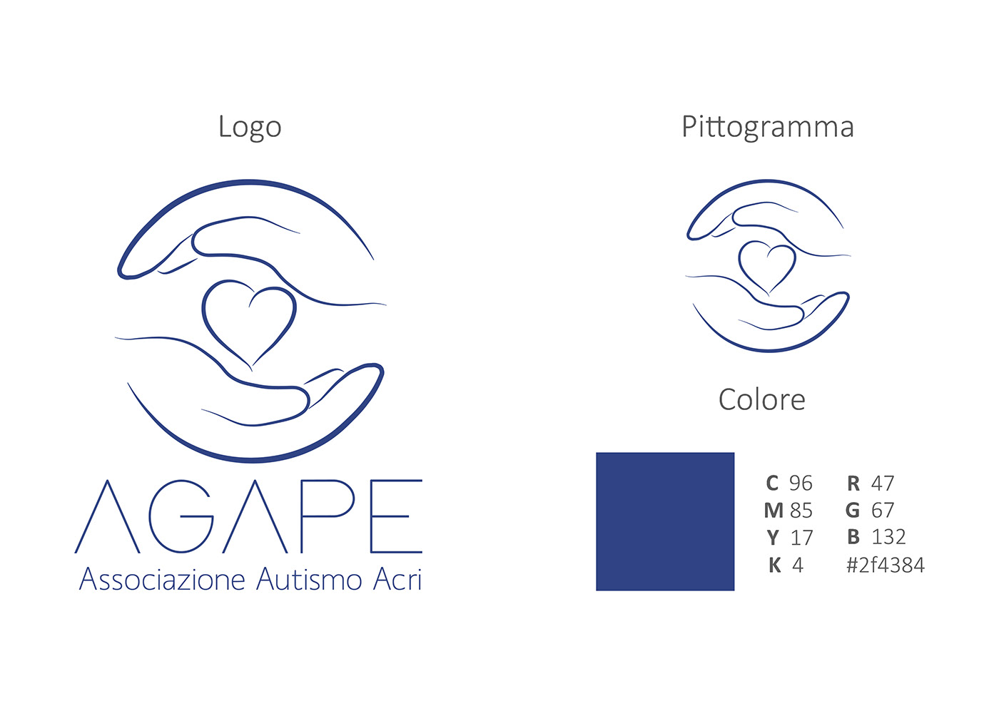 scheda progettazione logo e pittogramma con metodo colore utilizzato