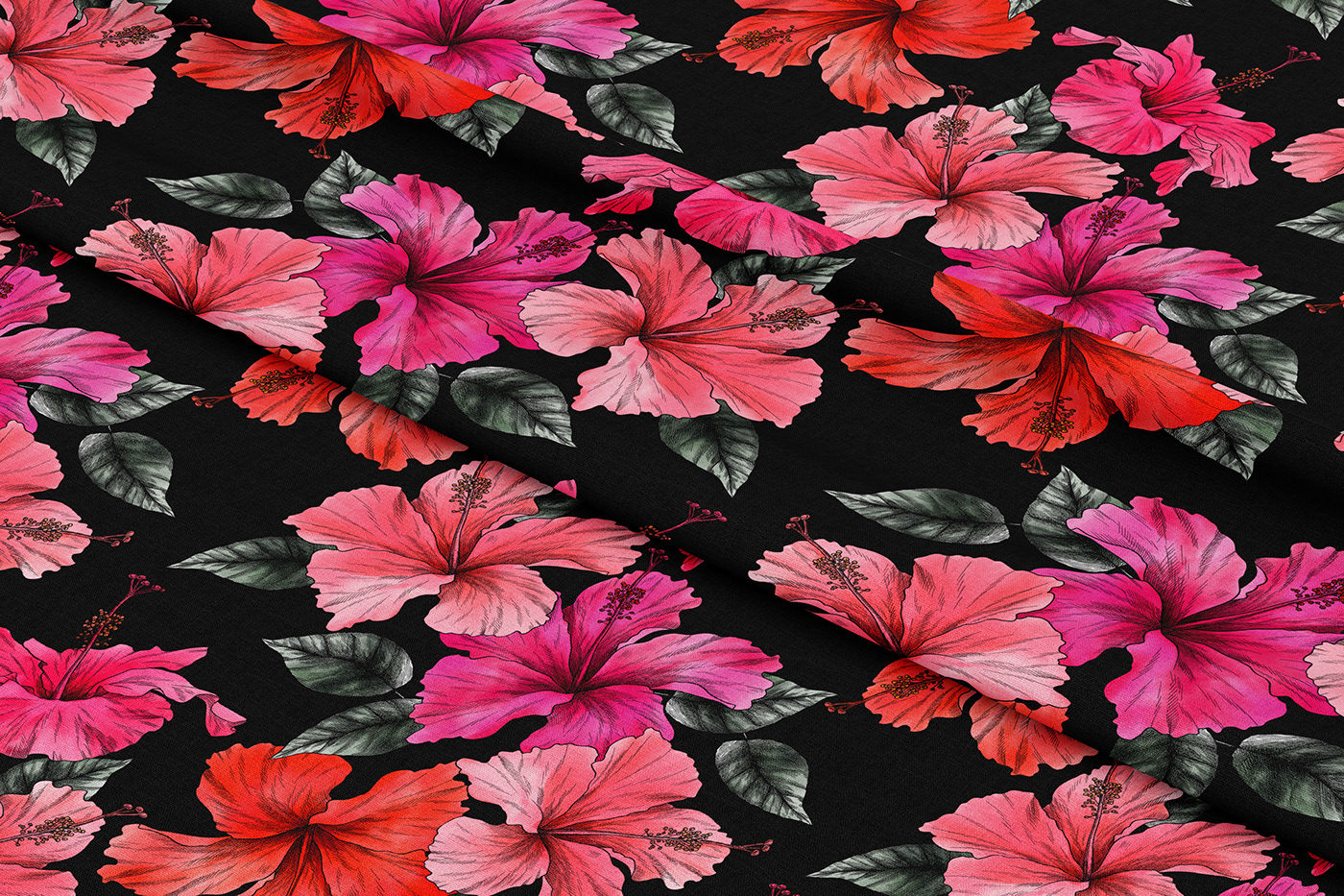 hibiscus flower pattern textile Fashion  pattern design  fabric design textile design  Surface Pattern Tropical