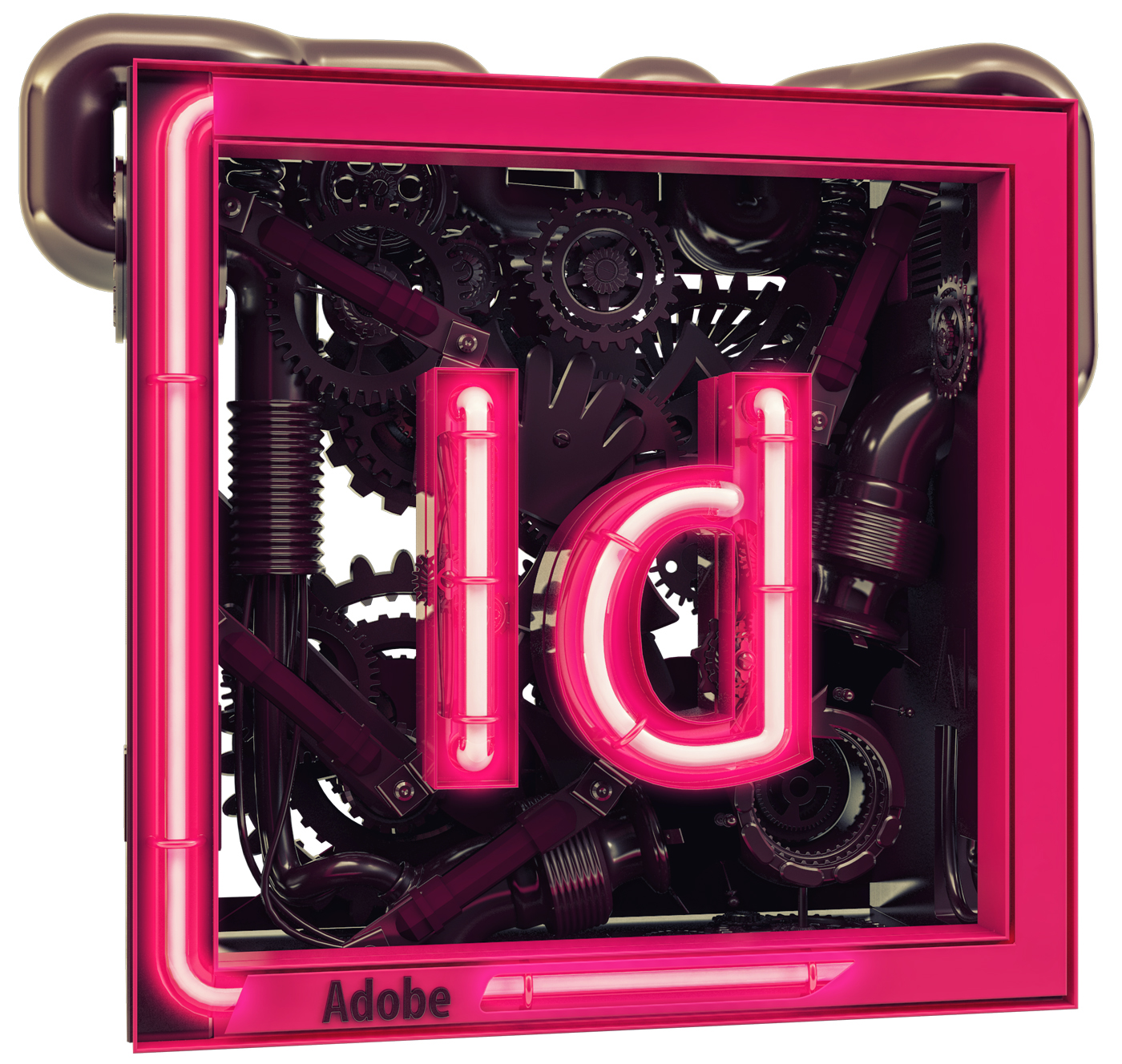 adobe Adobe InDesign InDesign 3D neon logo mechanical