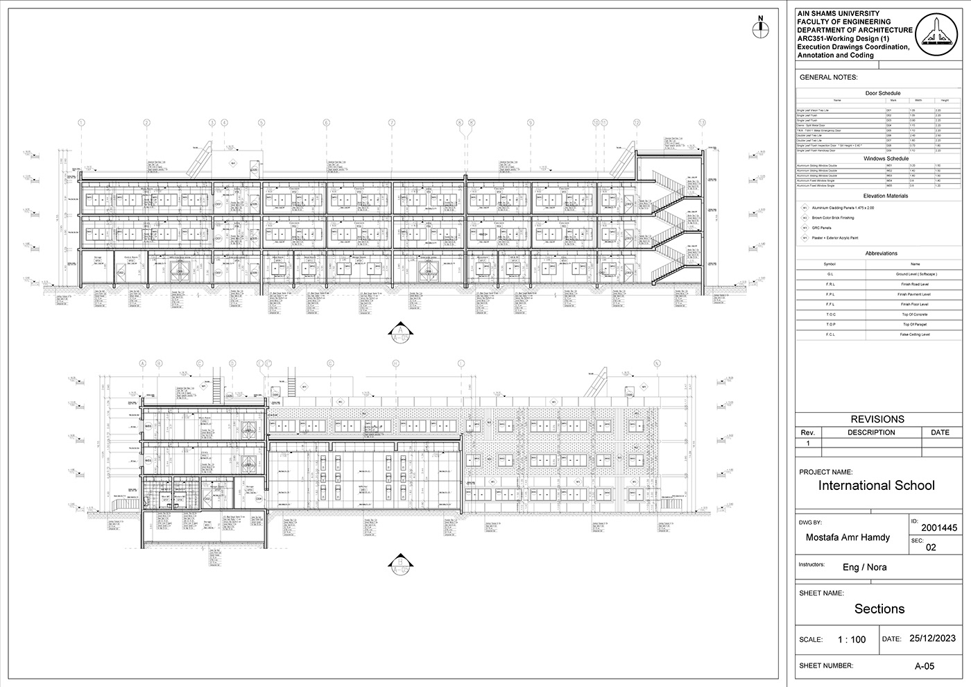 working drawings architecture construction details school execution drawings AutoCAD revit BIM technical drawing