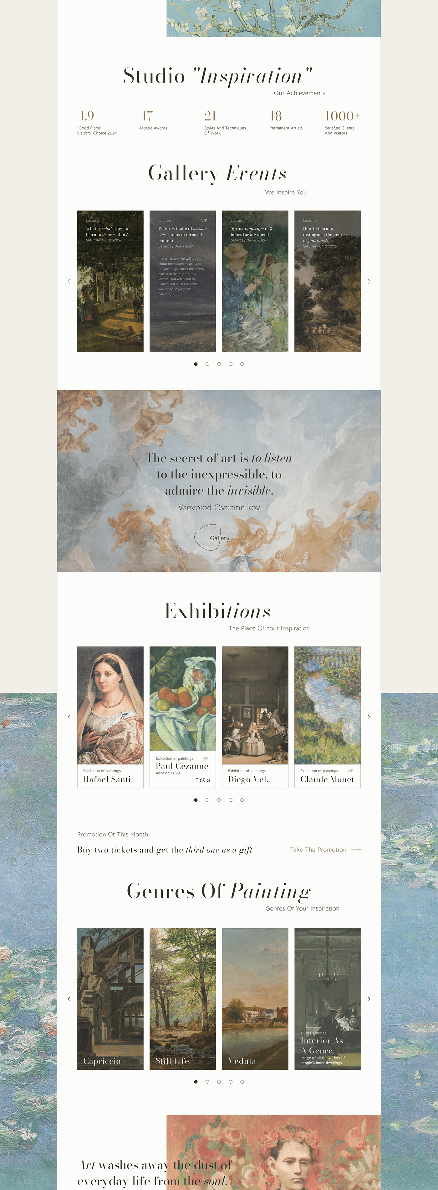 Art Gallery  design painting   inspiration Web Design  UI/UX Figma user experience landing page Website