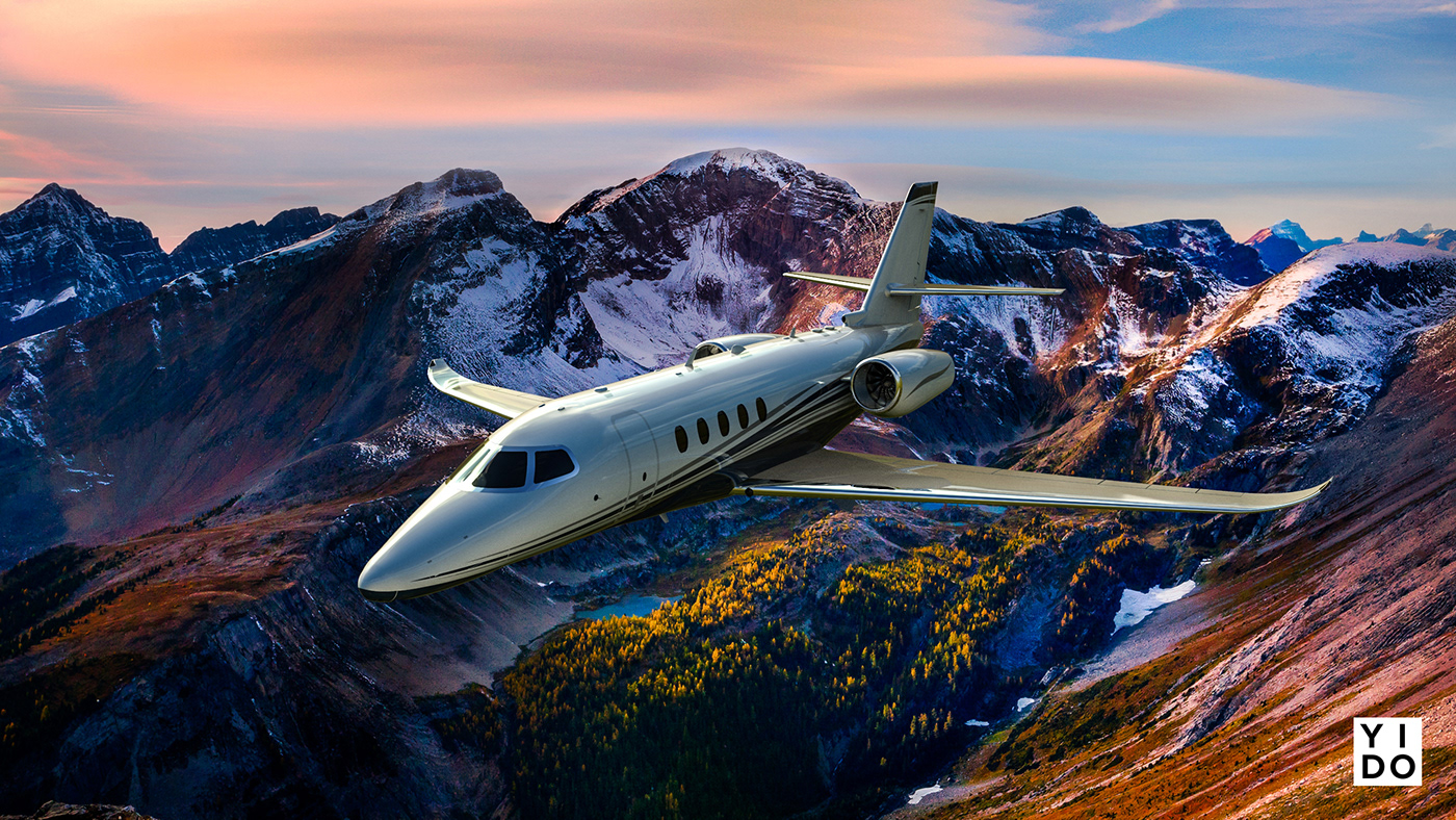 airplane 3D Rendering Cessna Citation Latitude visual art