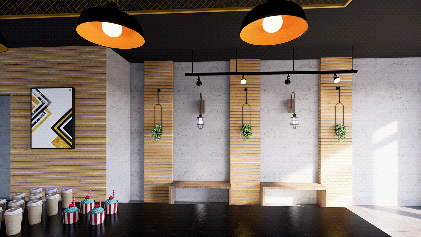 cafee Canada design indoor industrial Interior interior design  restaurant XESCAPE yellow