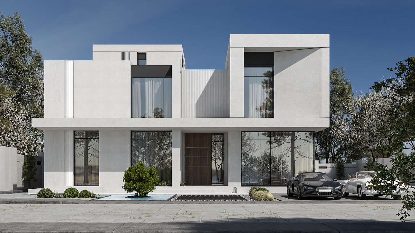 abstract architecture artistic exterior house identity minimal Villa visualization vray