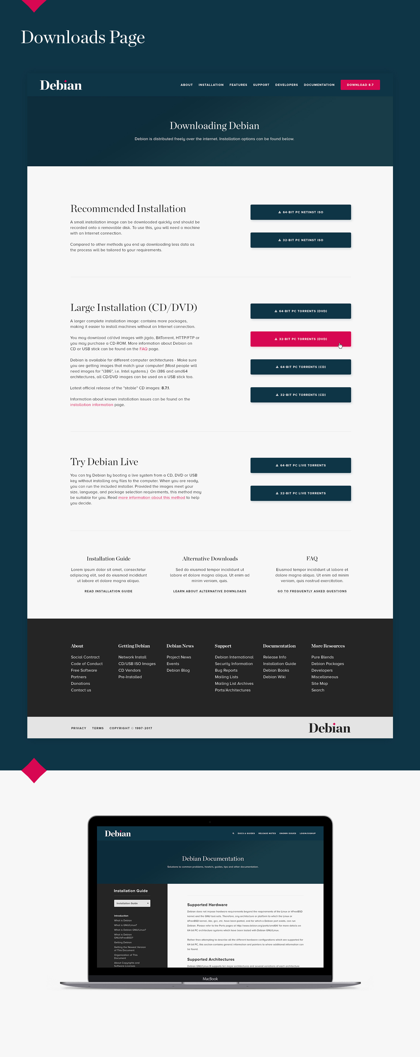 site clean UI ux minimalist redesign linux Debian logo Interaction design 