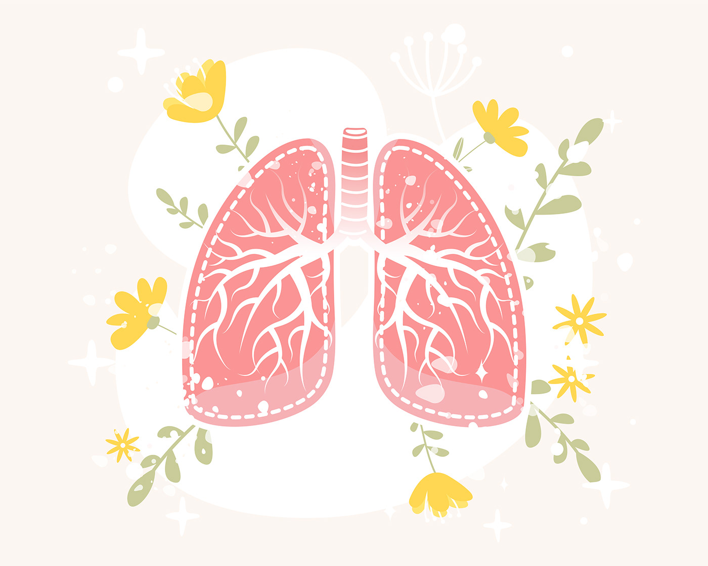 lungs vector Vector Illustration flat illustration graphic design  adobe illustrator Digital Art  vector art floral lungs lungs cancer awareness