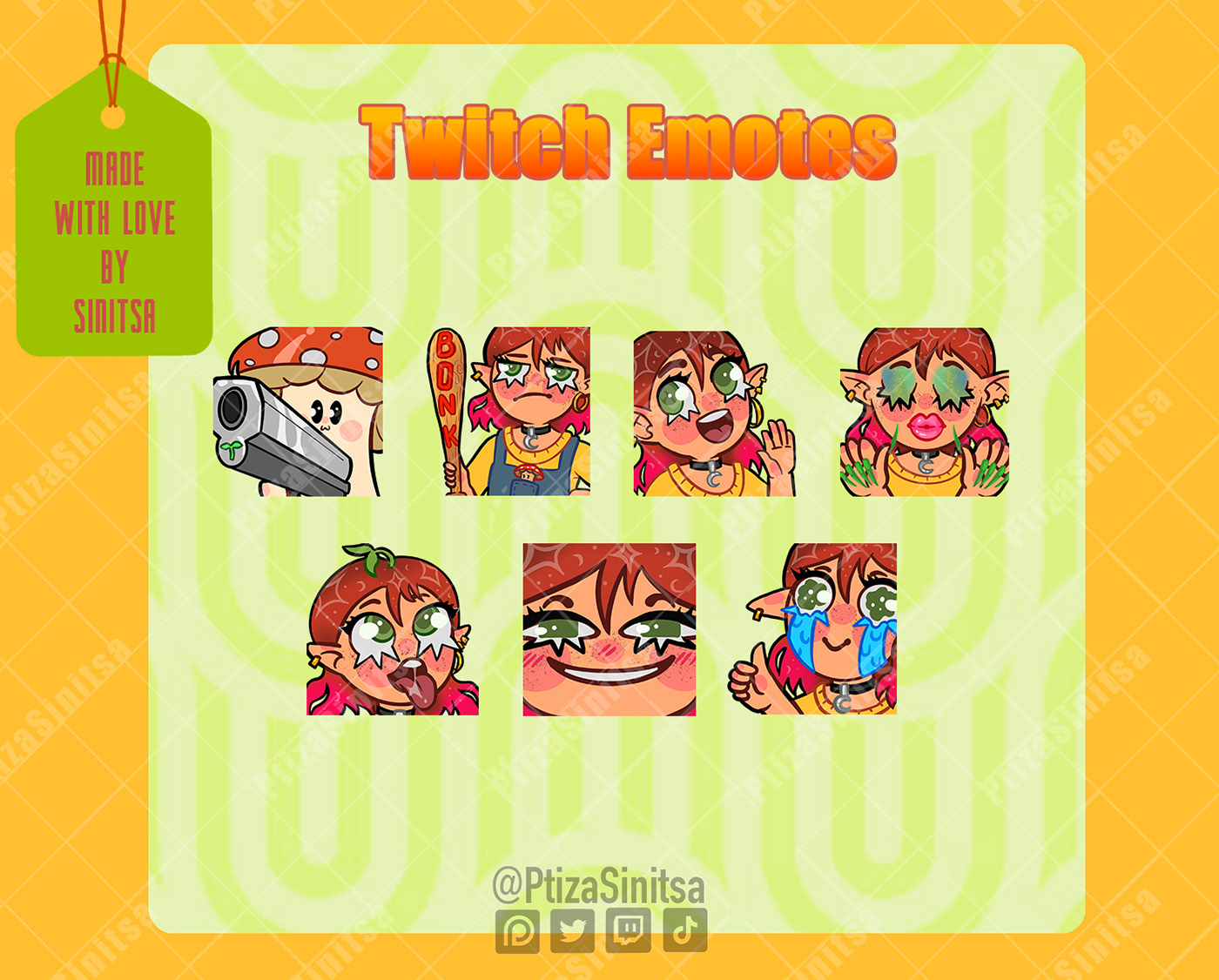 cartoon Twitch stickers banner panels emotes cute funny ILLUSTRATION  Badges