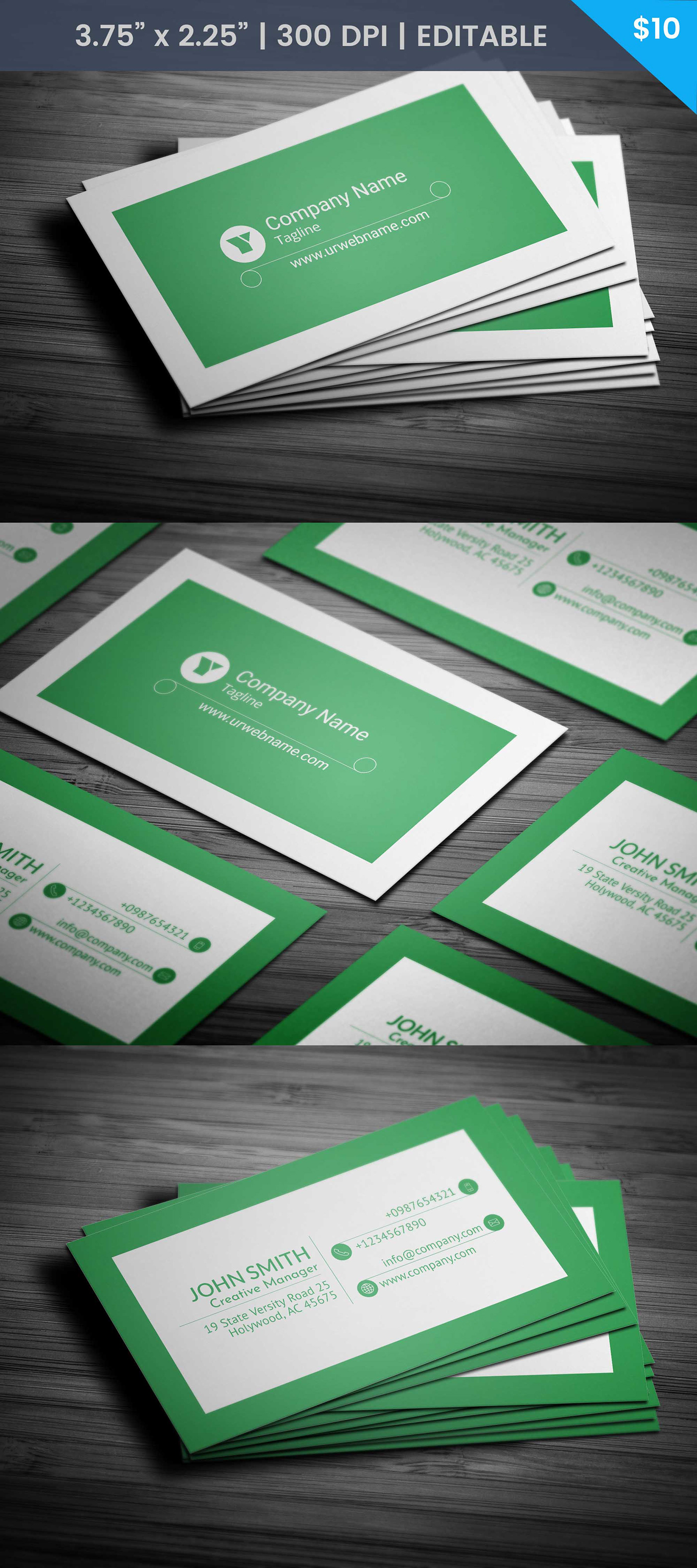 minimal green business card Business card design Business card template branding 