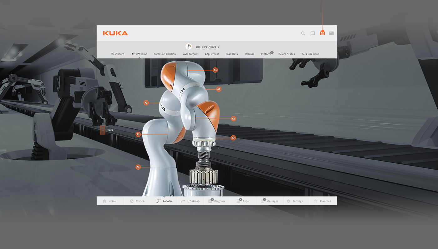 dashboard ux UI robot automation concept Webdesign Kuka user interface user experience GUI