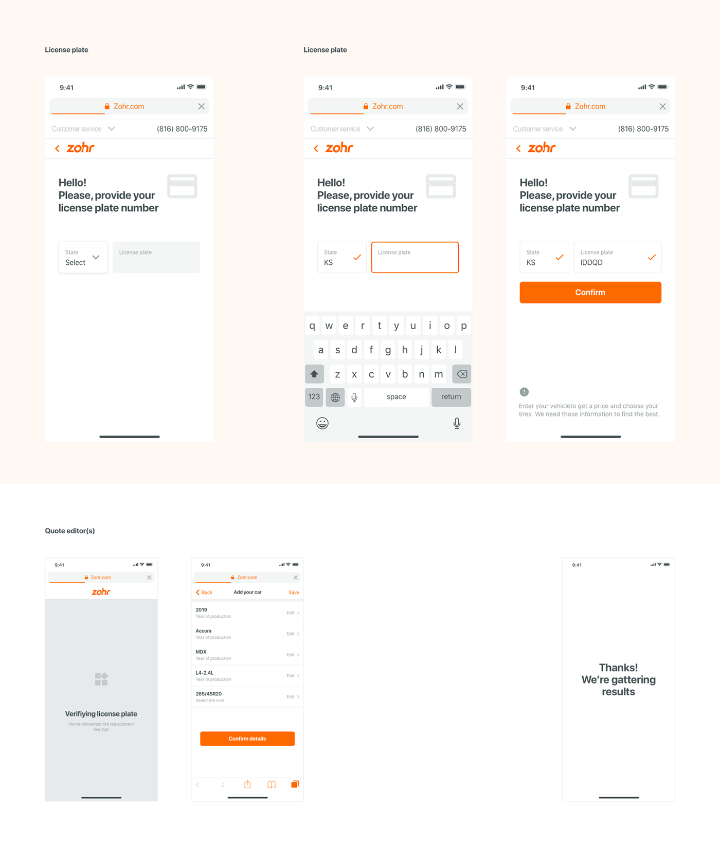 Mobile app wireframes ZOHR ideation