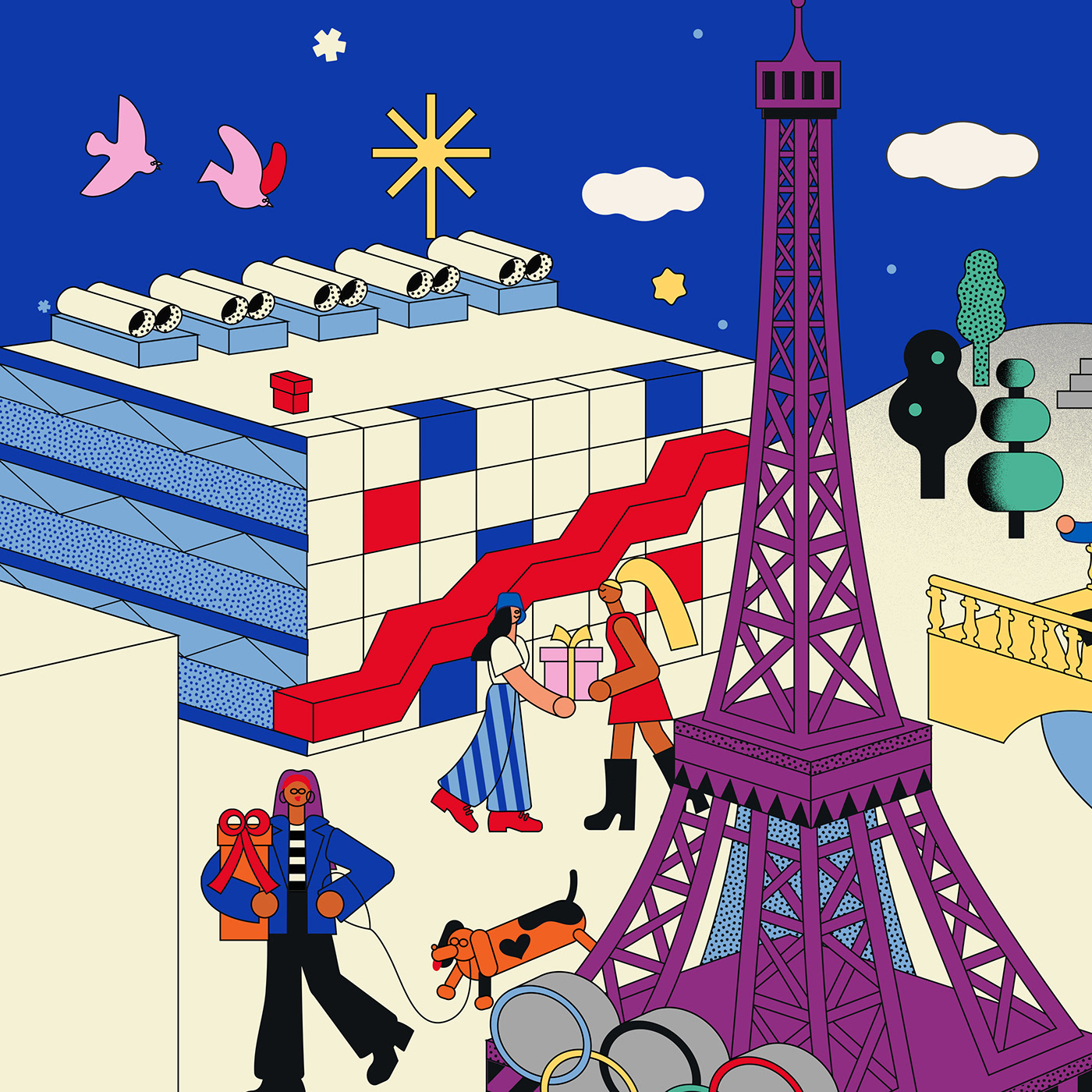 Poster Design 𝖠𝖽𝗈𝖻𝖾 𝖨𝗅𝗅𝗎𝗌𝗍𝗋𝖺𝗍𝗈𝗋 shanghai Paris celebtration