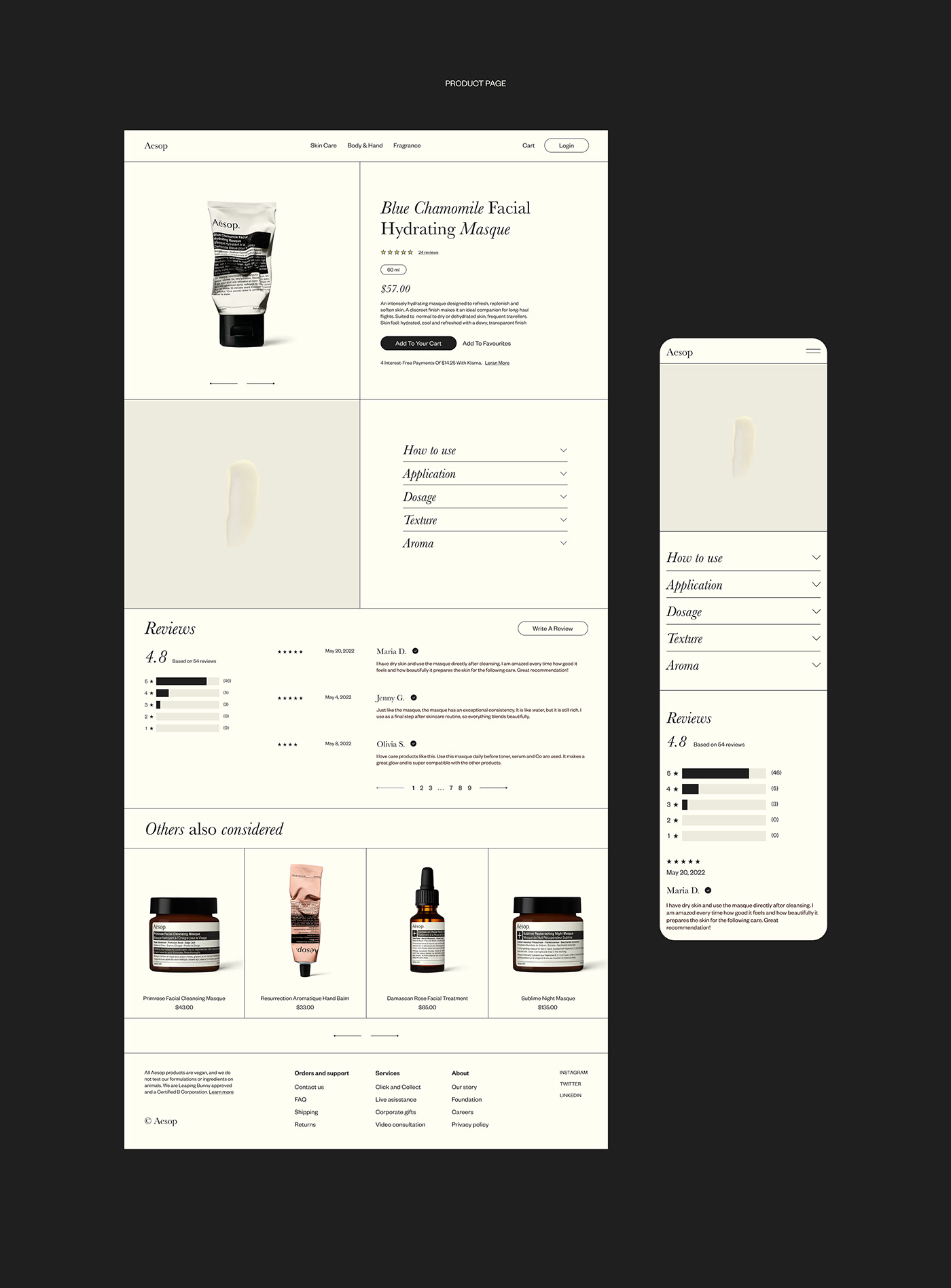 e-commerce cosmetics Website Shopify online store skincare Wellness Website Design UI/UX Web Design 