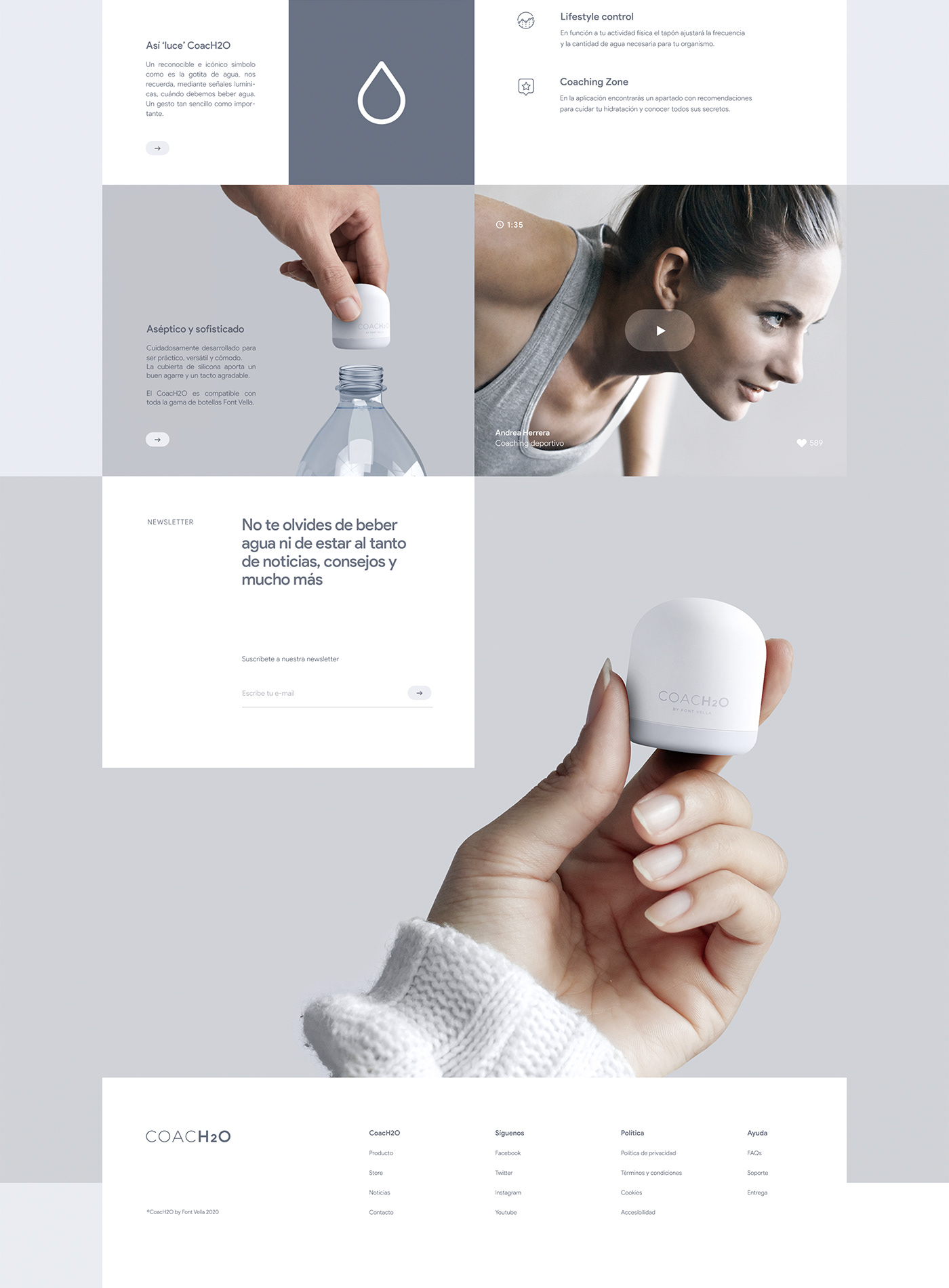 app art direction  branding  Coach interaction minimal Packaging product design  water Web Design 