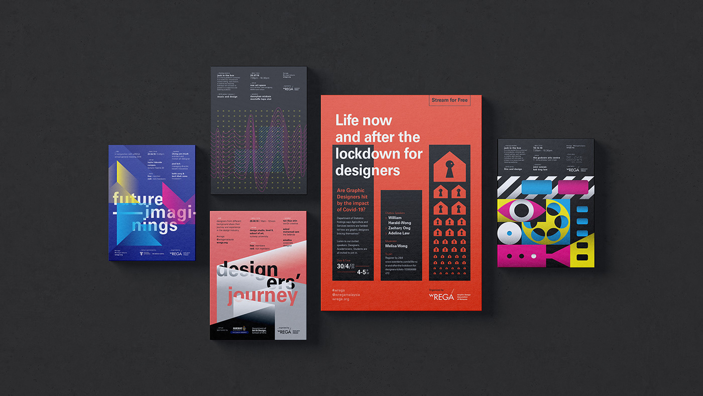 Event geometric graphic design  malaysia minimalist poster professional Promotion talk wrega