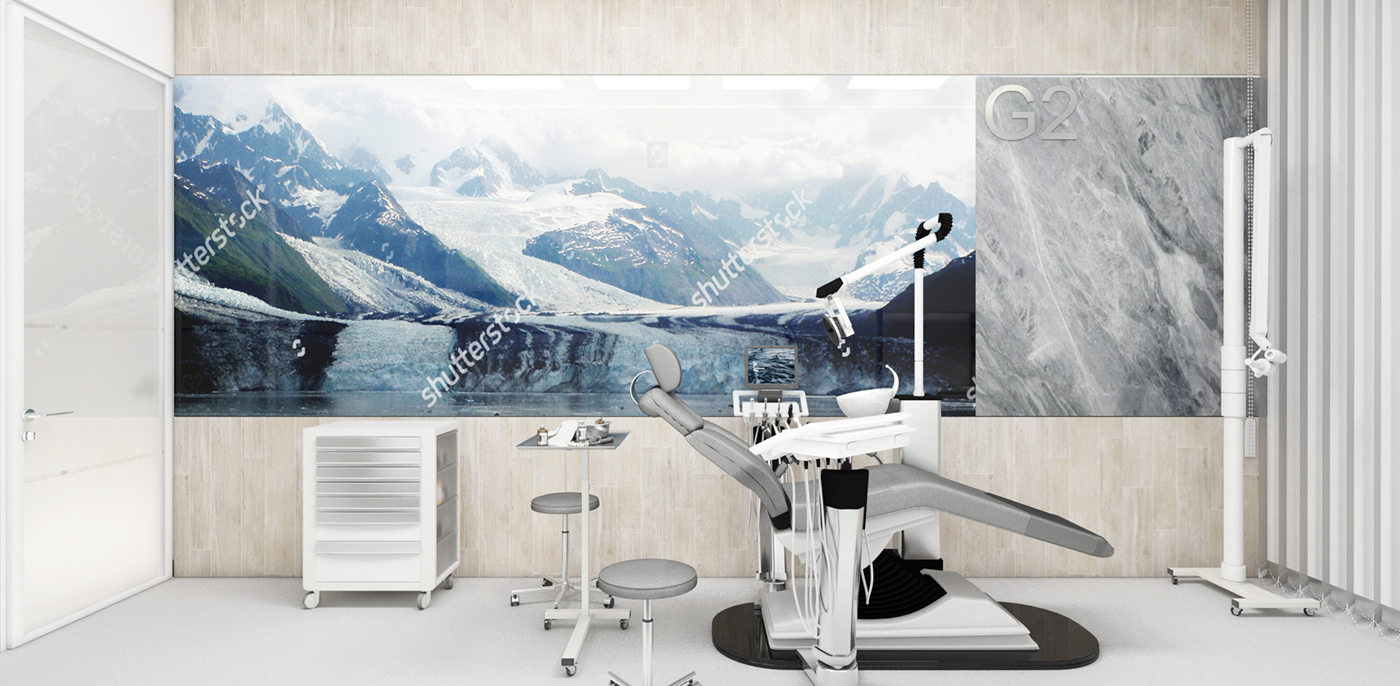 medica dentist 3ds max Interior wood stone White light reception Lobby