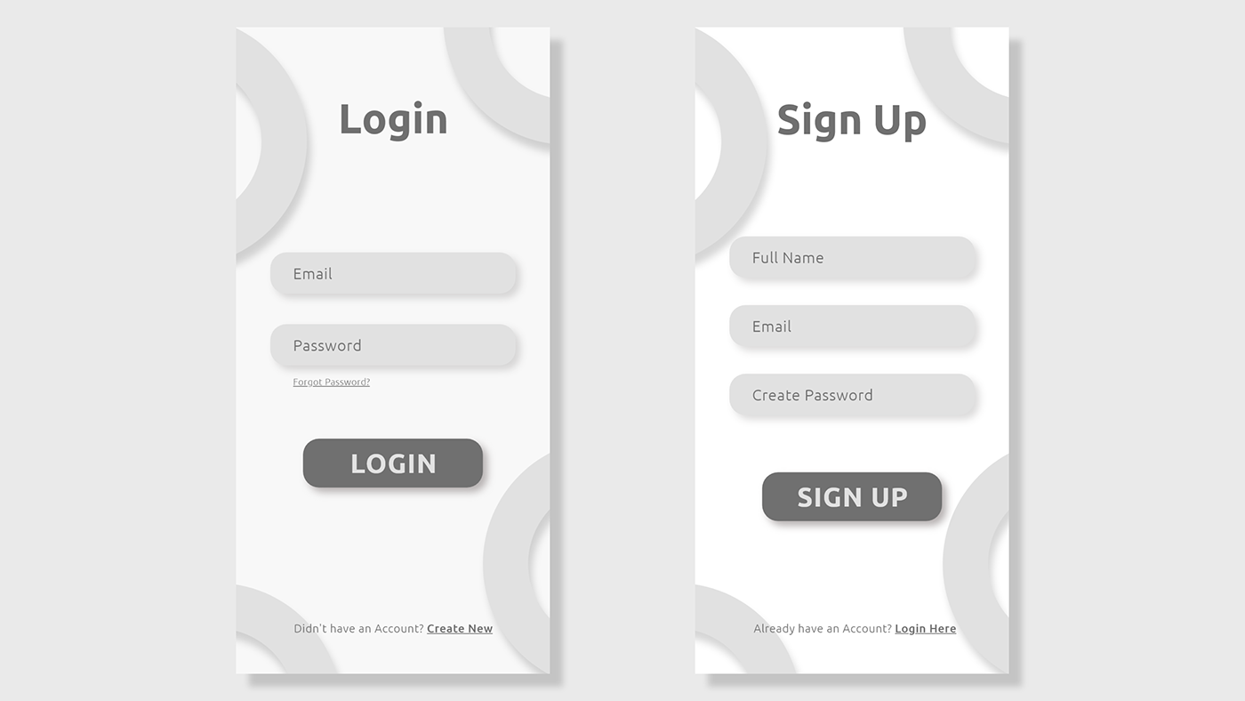 gray login mobile design signup simple ui design