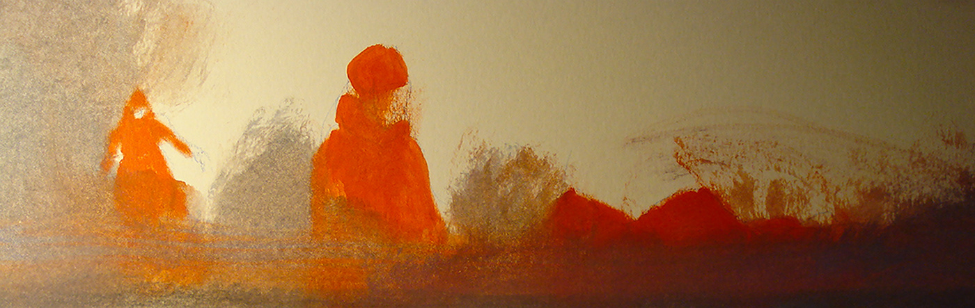 red tone Oil Painting mood