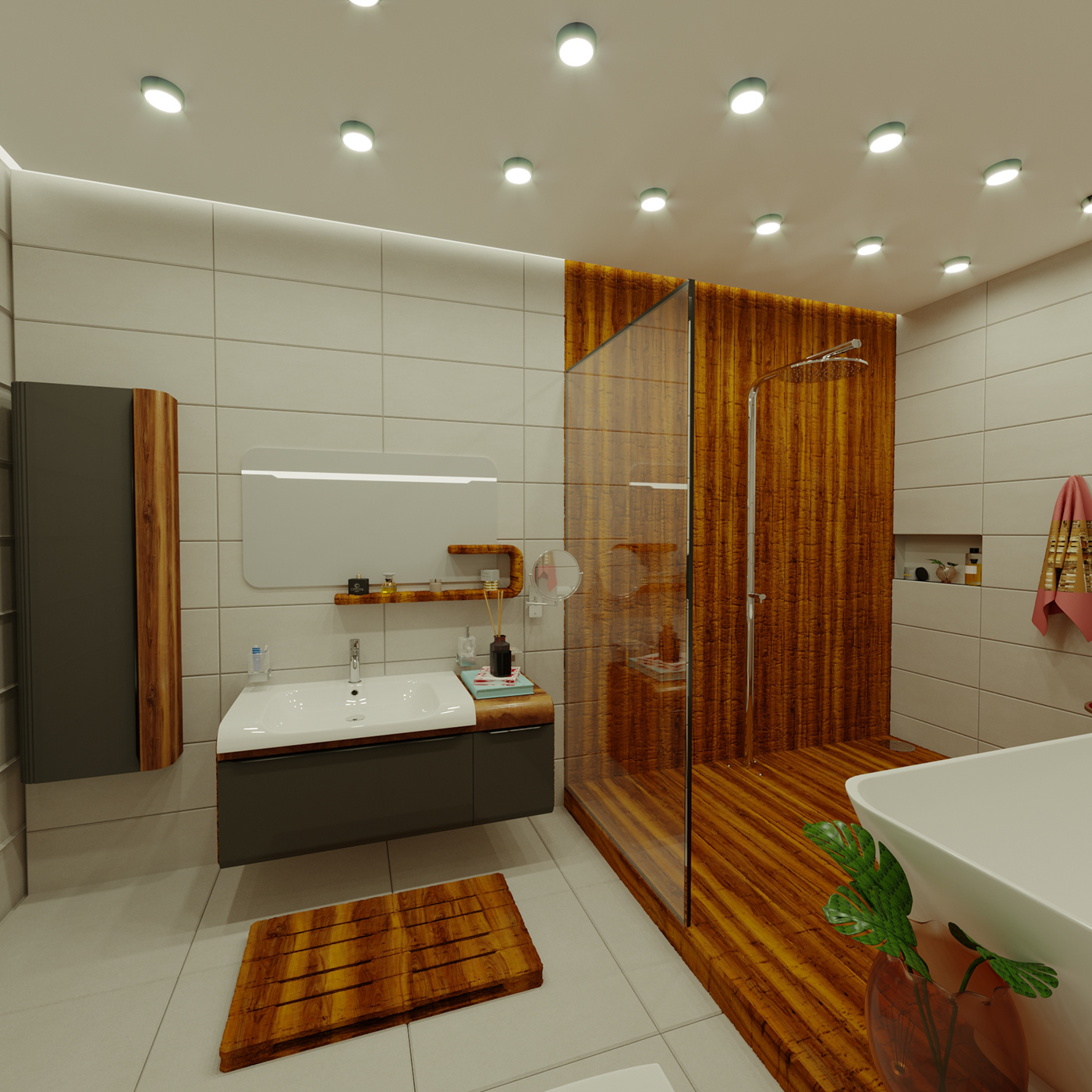 3dmax AutoACD bathroom corona renderer design photoshop Schismatic wood