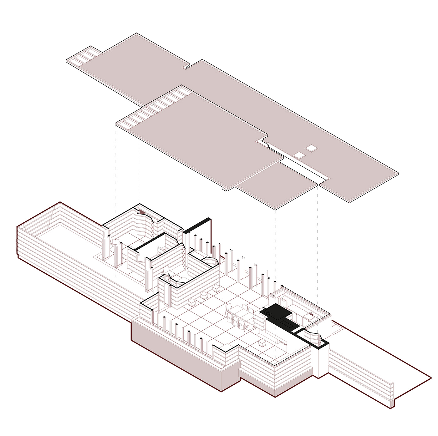 Frank Lloyd Wright ddaza 3D architecture design draw Drawing  modern