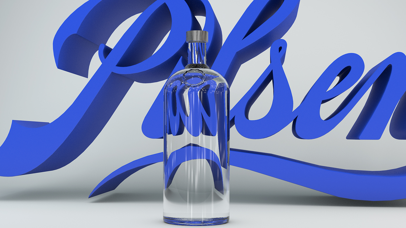 Absolut vodka 3D lettering +calligraphy+ Vodka alcohol cinema 4d letter party bottle